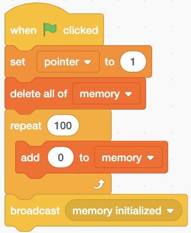 initialize memory values